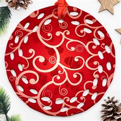 Patterns, Corazones, Texture, Red, Ornament (round Filigree)