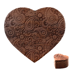 Patterns, Green Background, Texture Heart Wood Jewelry Box