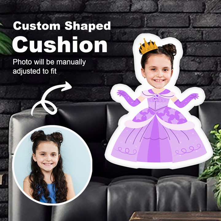 Personalized Photo in Purple Princess custom Shaped Cushion Cut To Shape Cushion Case