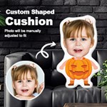 Personalized Photo in Halloween Pumpkin Monster Style Custom Shaped Cushion Cut To Shape Cushion Case Front