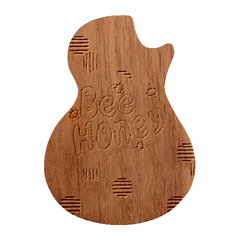 Bee Honey Honeycomb Hexagon Guitar Shape Wood Guitar Pick Holder Case And Picks Set