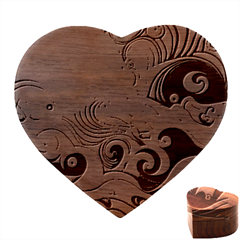 Waves Wave Ocean Sea Abstract Whimsical Heart Wood Jewelry Box