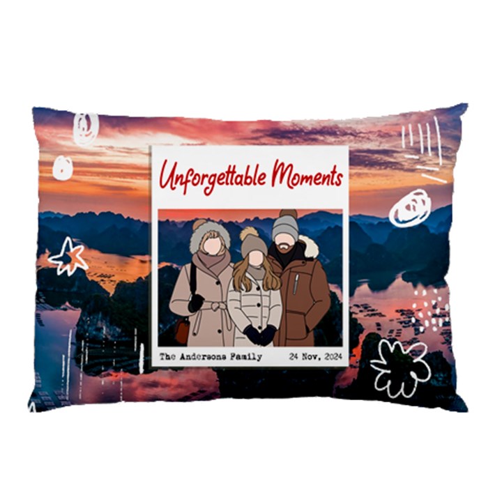 Personalized Trip Photo Illustration Name Pillow Case Pillow Case