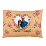 Personalized Floral Love Heart Shape Photo Name Pillow Case Pillow Case (Two Sides) Front