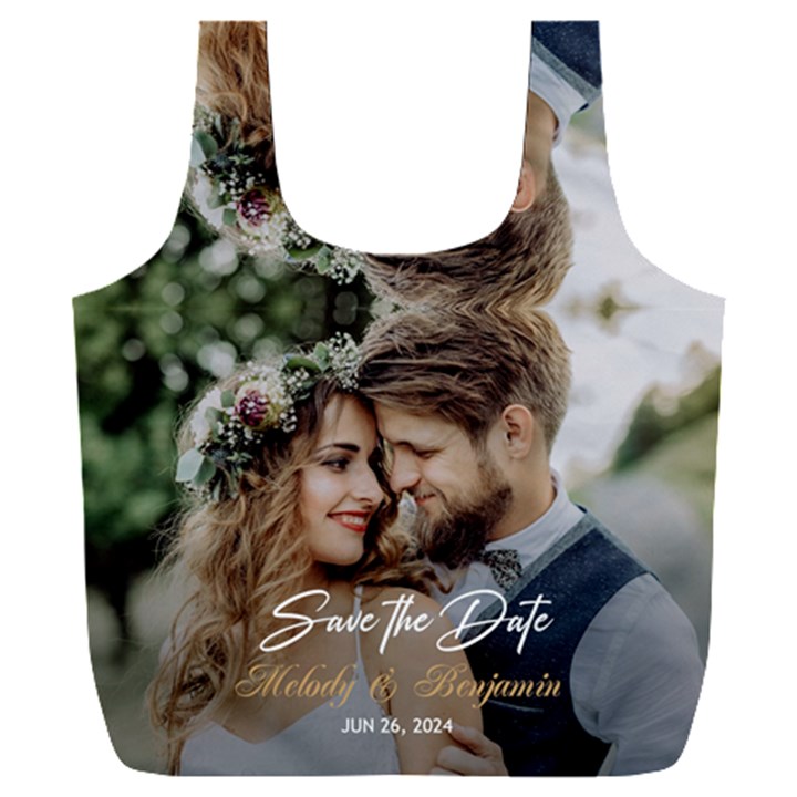 Personalized Save the Date Wedding Couple Photo Name Recycle Bag Full Print Recycle Bag (XXXL)