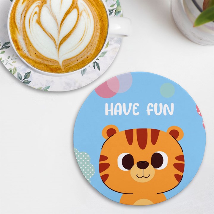 Personalized Animal Illustration Any Text Round Tile Coaster UV Print Round Tile Coaster