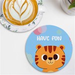 Personalized Animal Illustration Any Text Wireless Fast Charger UV Print Round Tile Coaster Front