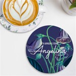 Personalized Floral Spring Time Name Wireless Fast Charger UV Print Round Tile Coaster Front