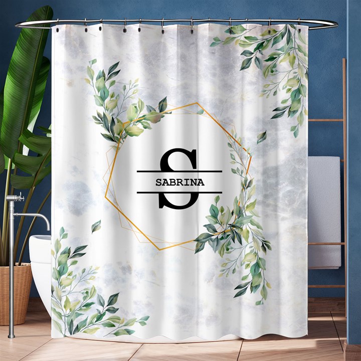 Personalized Initial Name Floral Shower Curtain Shower Curtain 60  x 72  (Medium)