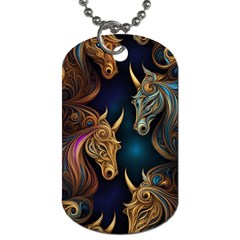 Pattern With Horses Dog Tag (one Side)