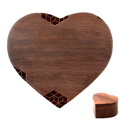 Abstract Hex Hexagon Grid Pattern Honeycomb Heart Wood Jewelry Box