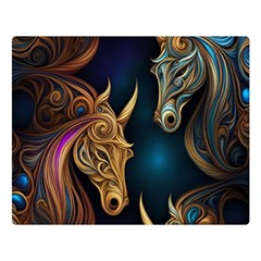 Schwarz Pferde Muster Two Sides Premium Plush Fleece Blanket (large)