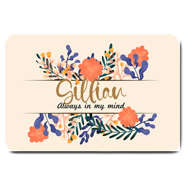 Personalized Name Any Text Floral Doormat Large Doormat