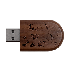 Enchanting Foliage Sharp Edged Leaves In Pale Yellow And Silver Bk Wood Oval Usb Flash Drive