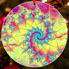 Fractal Spiral Abstract Background Vortex Yellow Uv Print Acrylic Ornament Round