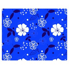 Blooming Seamless Pattern Blue Colors Two Sides Premium Plush Fleece Blanket (teen Size)