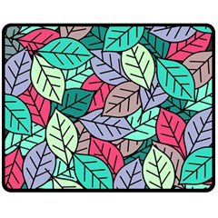 Pattern Leaves Background Nature Fleece Blanket (medium)