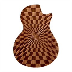 Optical Illusion Chessboard Tunnel Guitar Shape Wood Guitar Pick Holder Case And Picks Set