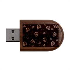 Skull Pattern Wood Oval Usb Flash Drive