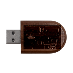 Books Library Wood Oval Usb Flash Drive