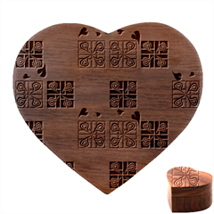 Mint Black Coral Heart Paisley Heart Wood Jewelry Box