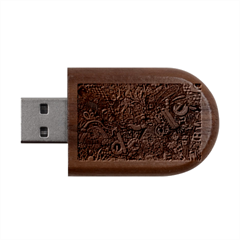 Cute Cartoon Doodle Wood Oval Usb Flash Drive