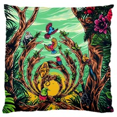 Monkey Tiger Bird Parrot Forest Jungle Style 16  Baby Flannel Cushion Case (two Sides)