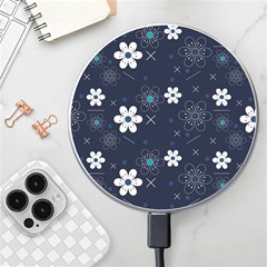 Blue Background Abstract Seamless Wireless Fast Charger(white)