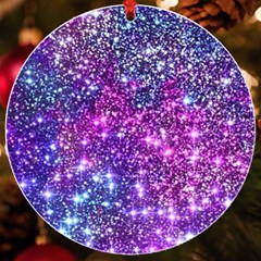 Purple Violet Glitter Galaxy Nebula Space Pattern Uv Print Acrylic Ornament Round