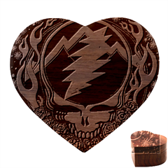 Grateful Dead Steal Your Face Deadhead Hippie Logo Music Heart Wood Jewelry Box