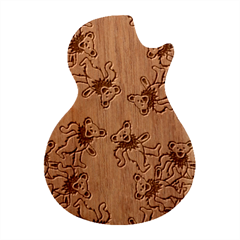 Grateful Dead Bears  Pattern Guitar Shape Wood Guitar Pick Holder Case And Picks Set
