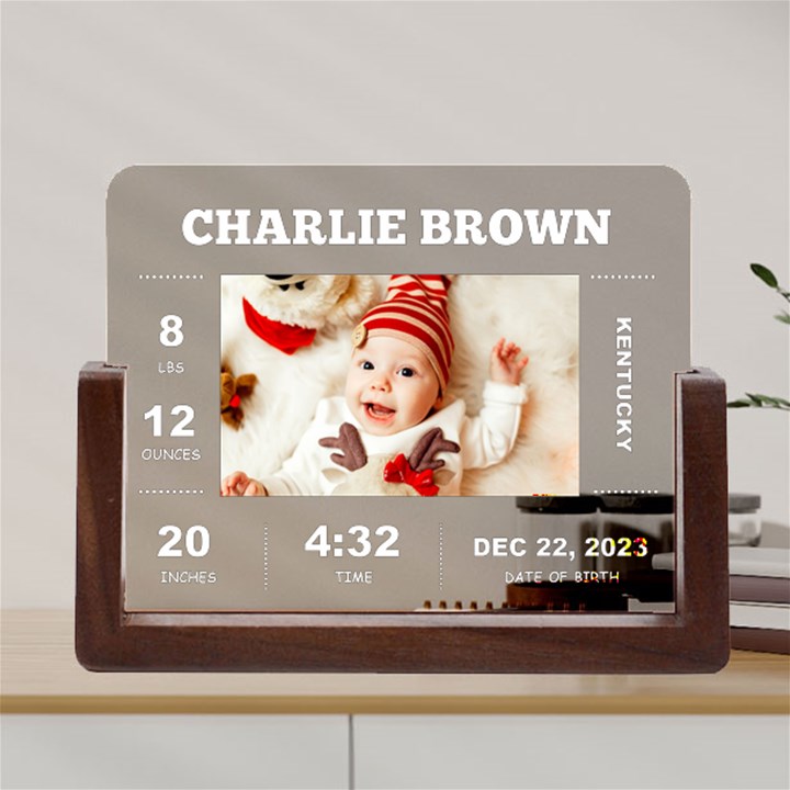 Personalized New Born Baby Box Photo Acrylic UV Print 8  Tabletop Frame Acrylic UV Print 8  Tabletop Frame (U-Shape)