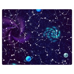 Realistic Night Sky Poster With Constellations Two Sides Premium Plush Fleece Blanket (teen Size)