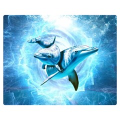 Dolphin Blue Sea Fantasy Two Sides Premium Plush Fleece Blanket (teen Size)