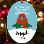 Personalized Animal Illustration Any Text Name UV Print Acrylic Ornament Oval UV Print Acrylic Ornament Oval Front