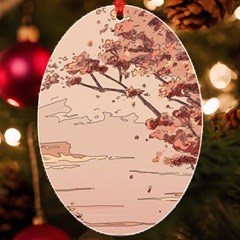 Pastel Nature , Art, Blue, Cute, Nature, Pink Uv Print Acrylic Ornament Oval