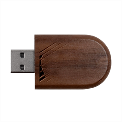 Red White Teal Stripes Wood Oval Usb Flash Drive