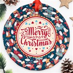 Personalized Merry Christmas Photo Name Any Text Round Filigree Ornament Round Filigree Ornament (Two Sides) Front