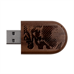 Snake Skin, Reptile Skin, Snake Skin Textures, Brown Snake Wood Oval Usb Flash Drive
