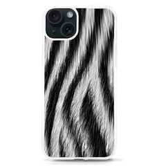 Zebra Texture, Zebra Wool, White Black Background Iphone 15 Tpu Uv Print Case