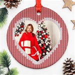 Personalized Photo Any Text Christmas Knitted Style Round Ornament Round Ornament (Two Sides) Front