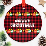 Personalized Photo Any Text Christmas Cat Round Ornament Round Ornament (Two Sides) Back