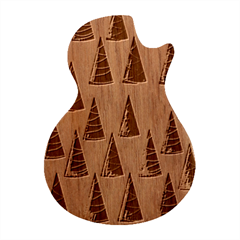 Christmas Trees Pattern Guitar Shape Wood Guitar Pick Holder Case And Picks Set