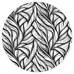 Black White Flower Texture Pattern Round Trivet