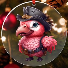 Kawaii Pink Parrot Pirate Uv Print Acrylic Ornament Round