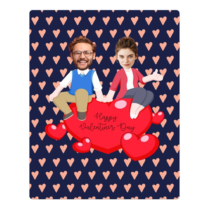 Personalized Face Cut Photo Valentine s Day Two Sides Premium Plush Fleece Blanket Two Sides Premium Plush Fleece Blanket (Large)