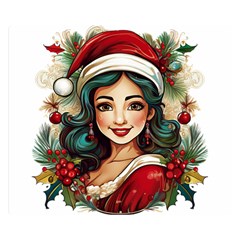 Young Woman With Santa Claus Clothes Isolated Illustration Wb Premium Plush Fleece Blanket (small)