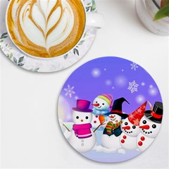 Let s Have Fun With Snowmen Uv Print Round Tile Coaster
