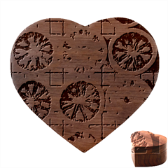 Orange, Fruit, Citrus Heart Wood Jewelry Box