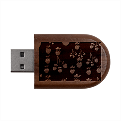 Strawberry Texture, Blue Background With Strawberries Wood Oval Usb Flash Drive